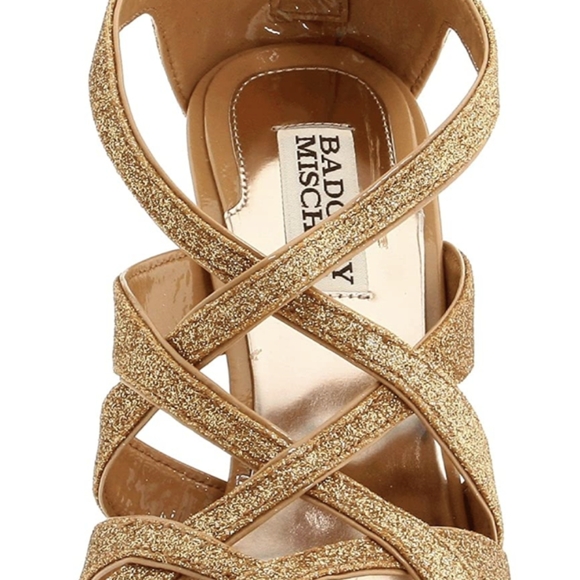 Badgley Mishka Junebug Heels, Gold Glitter - Picture 8 of 11